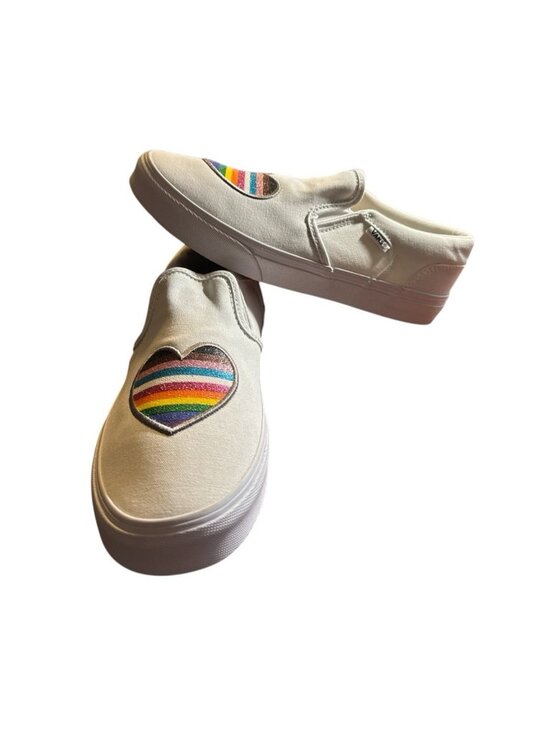 VANS Shoes - Vans Asher Pride Youth Girl Slip On Shoes White 4001173941 Size 6 new